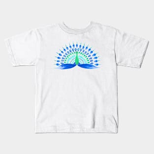 Blue mandala peacock Kids T-Shirt